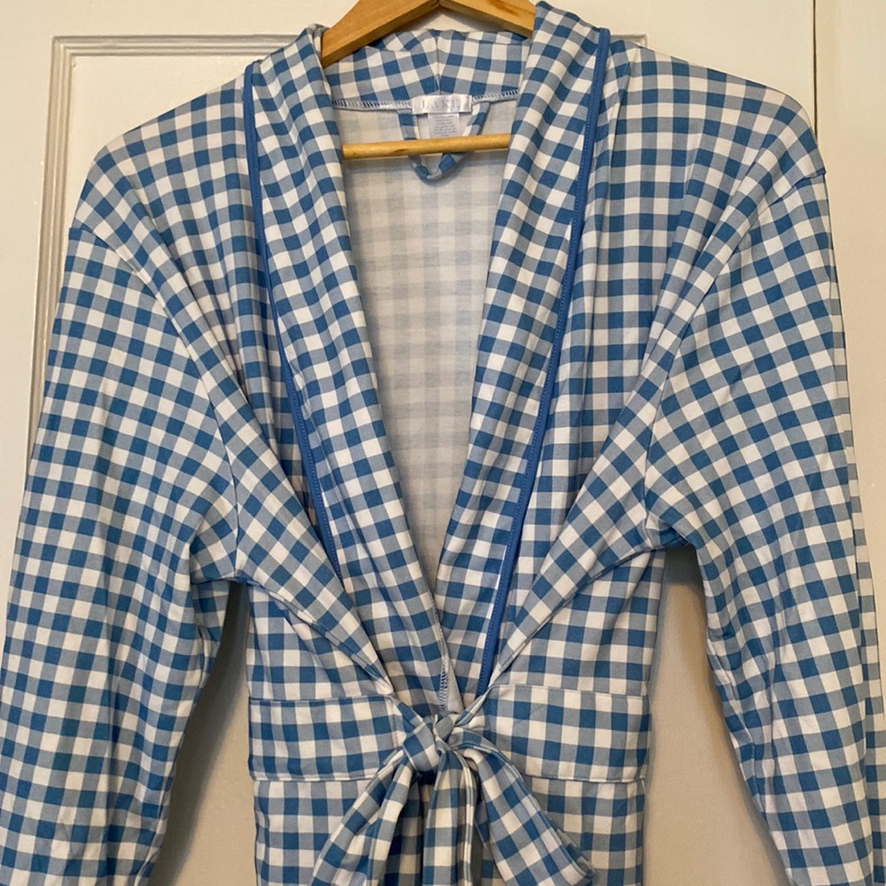 LAKE PAJAMAS 100% PIMA COTTON GINGHAM ROBE